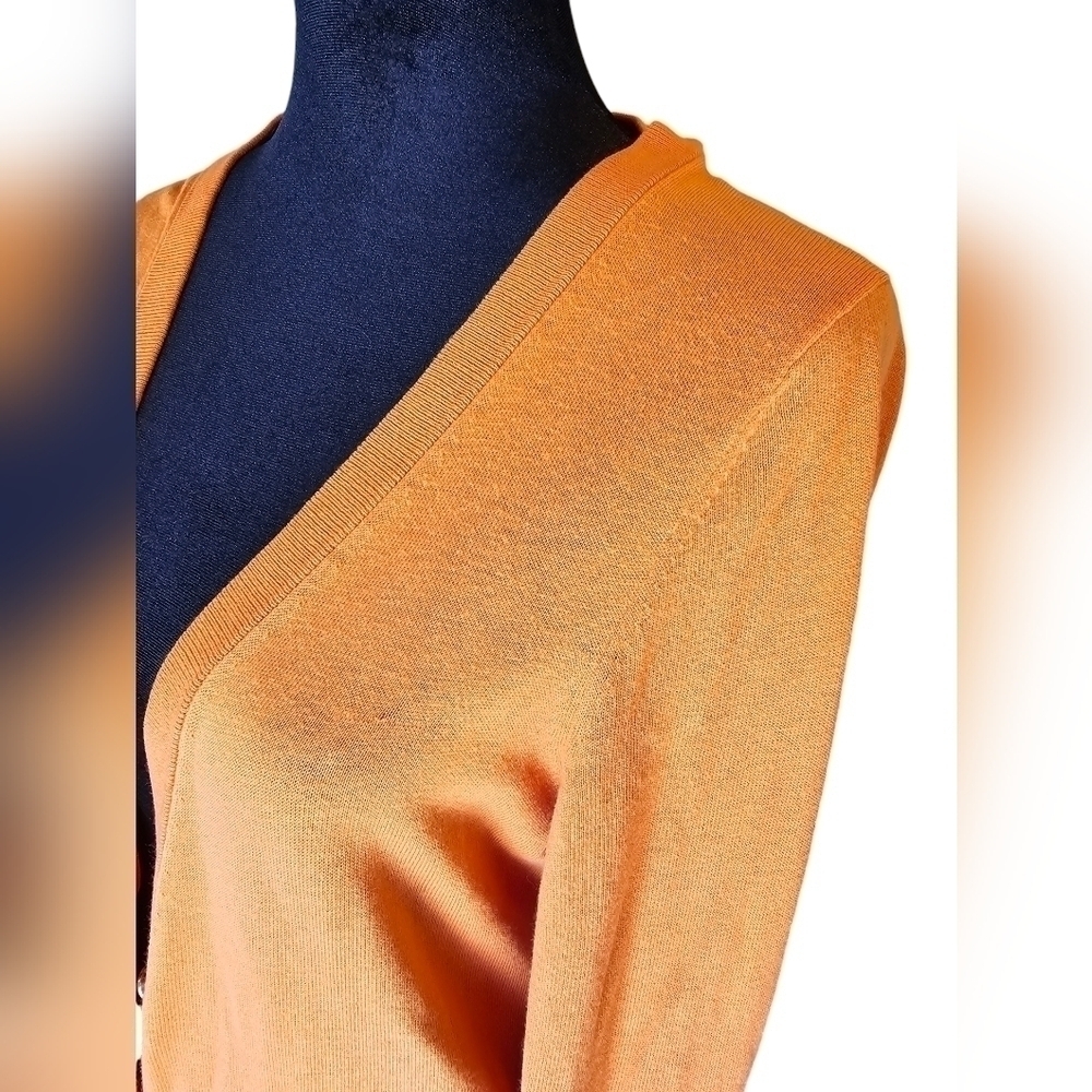 Orange Button-Down Cardigan M - Picture 3 of 4